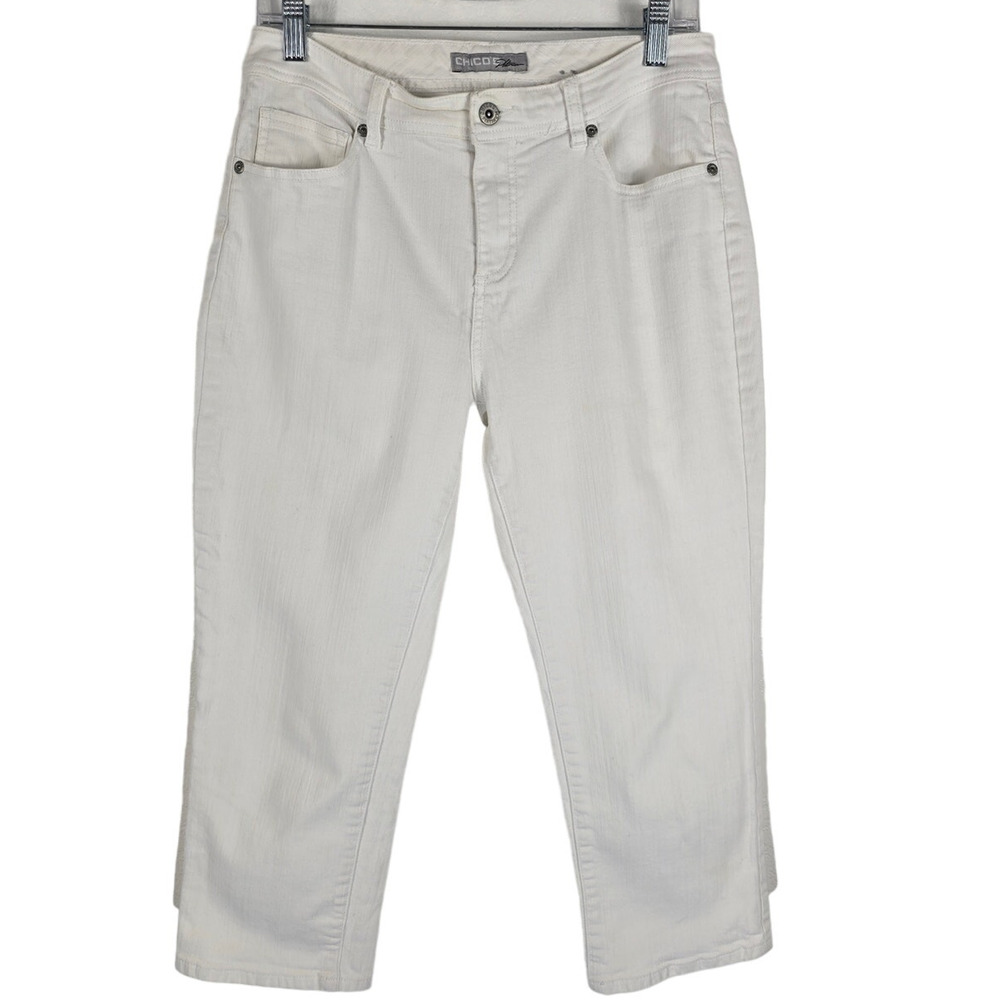 Chico's Platinum White Capri Summer Comfort Denim Jean's Women's 0.5 / 6